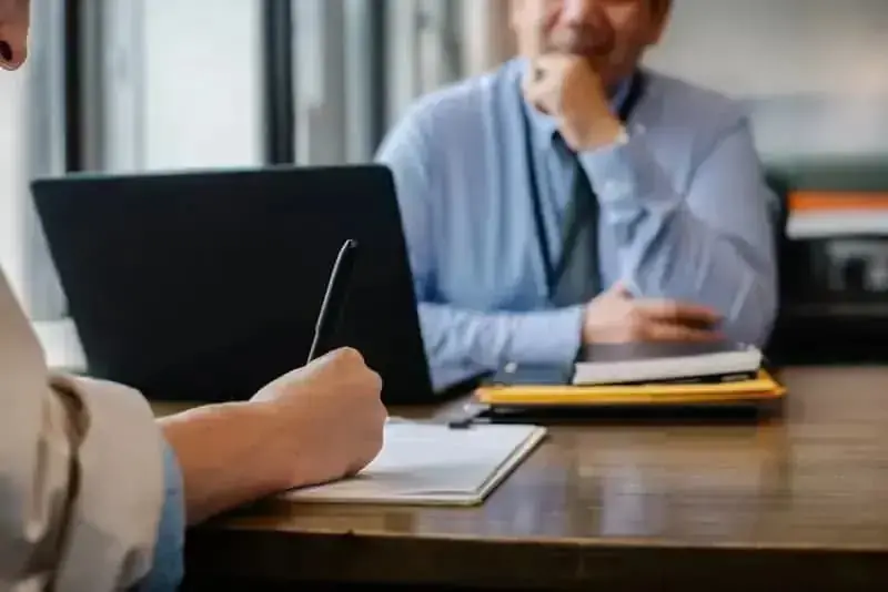 Job interview at a corporate office showing recruitment and placement processes